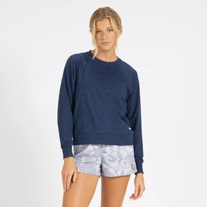Vuori Navy Blue Heather Long-Sleeve Halo Crew Neck Pullover Sweatshirt